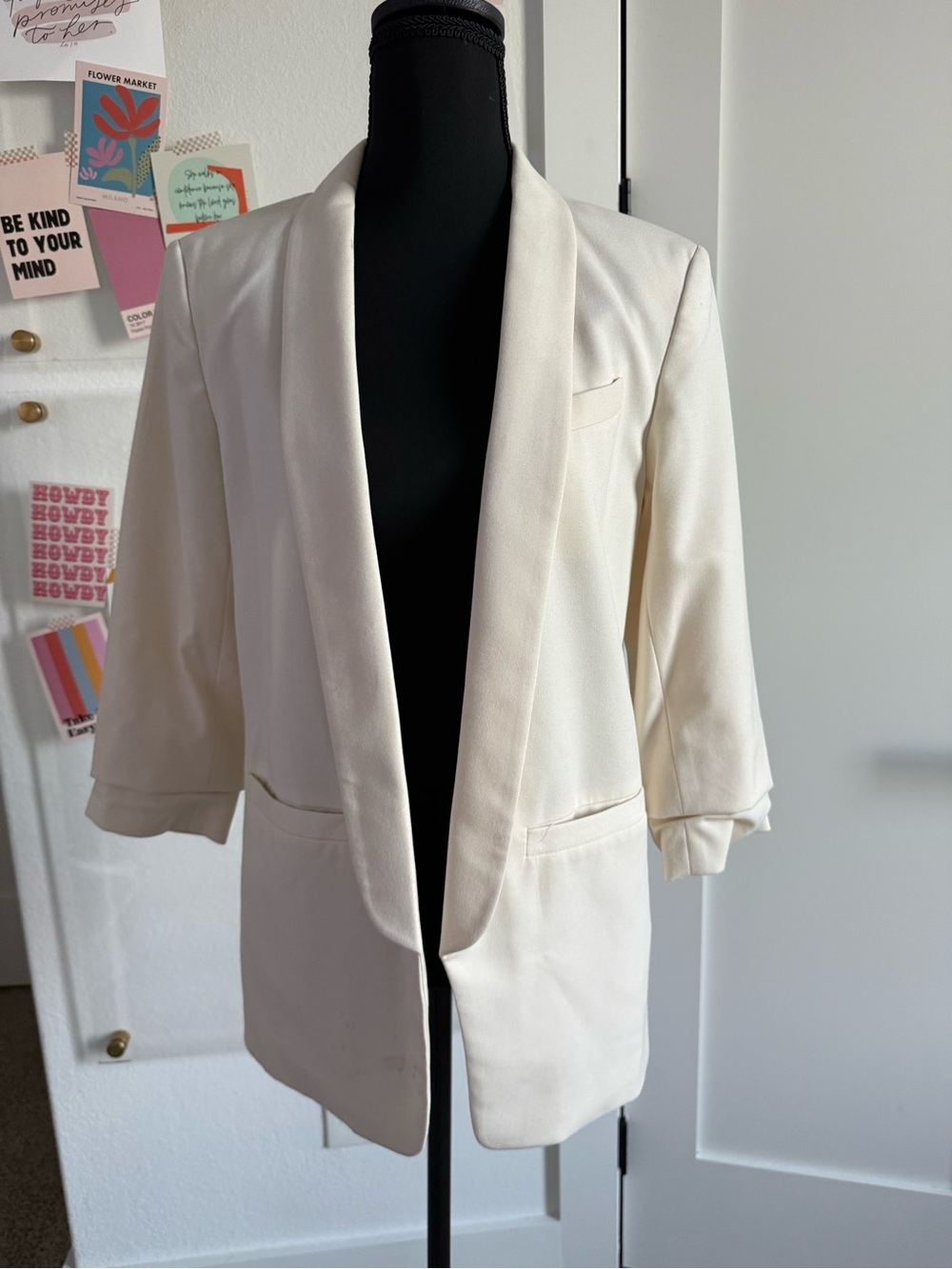 Michael Kors Cream Open-Front Blazer Jacket